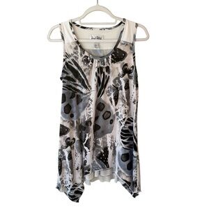 Joseph Ribkoff Black and White Abstract Asymmetrical Patterned Tank Top Size 8